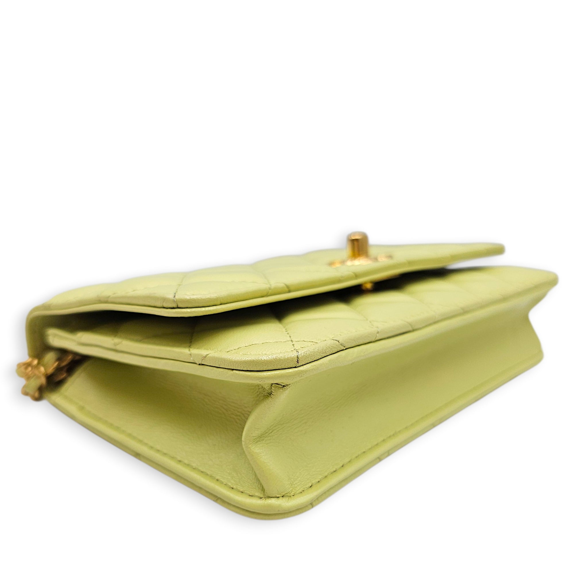 Quilted CC Lime Green Wallet On Chain in Lambskin Gold hardware CL2603-19925 9