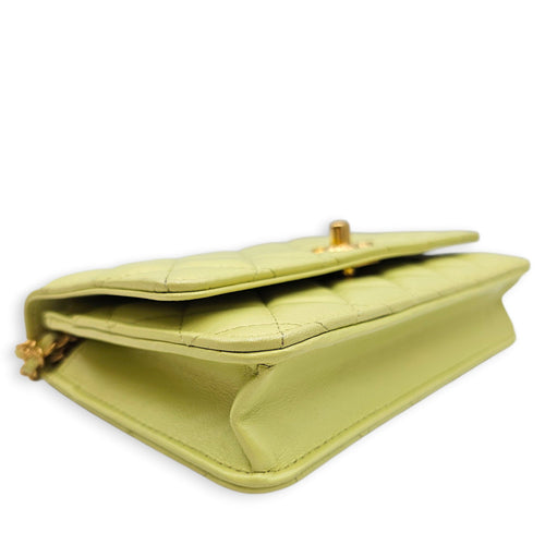 Quilted CC Lime Green Wallet On Chain in Lambskin Gold hardware CL2603-19925 9