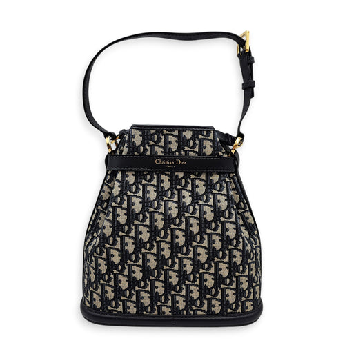 C’est Bucket Oblique Jacquard Medium Blue Shoulder Bag in Canvas Gold hardware CL2603-19930 2