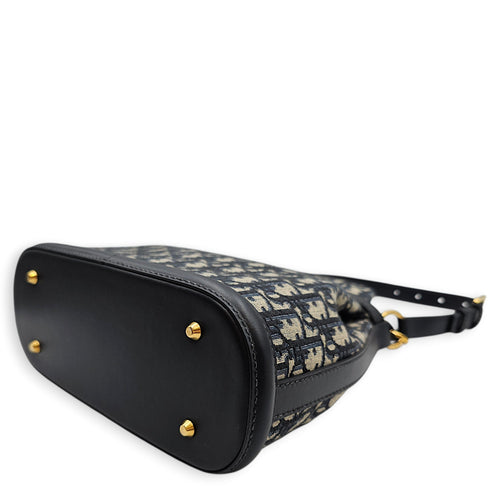 C’est Bucket Oblique Jacquard Medium Blue Shoulder Bag in Canvas Gold hardware CL2603-19930 7