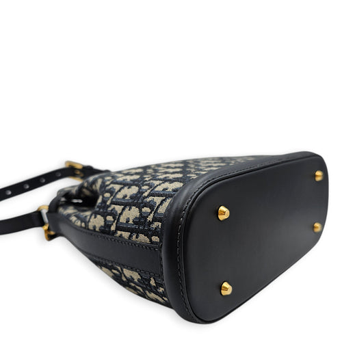 C’est Bucket Oblique Jacquard Medium Blue Shoulder Bag in Canvas Gold hardware CL2603-19930 8