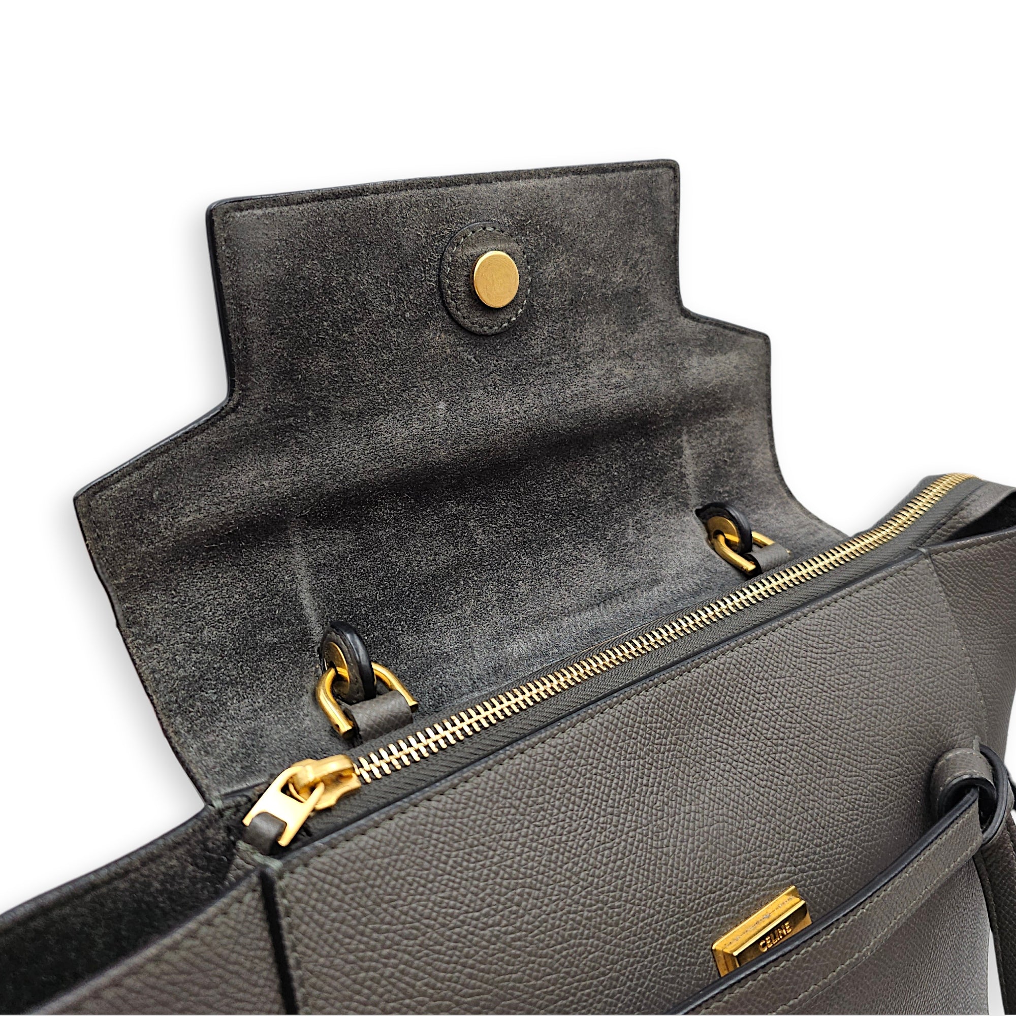 Belt Micro Grey Shoulder Bag in Calfskin Gold hardware CL2603-19942 6