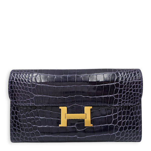 Constance Blue Encre in Shiny Alligator Gold hardware