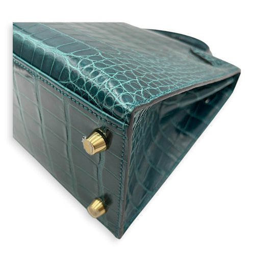 Sellier Kelly 25 Vert Bosphore in Shiny Alligator Gold hardware CL2603-19953 10