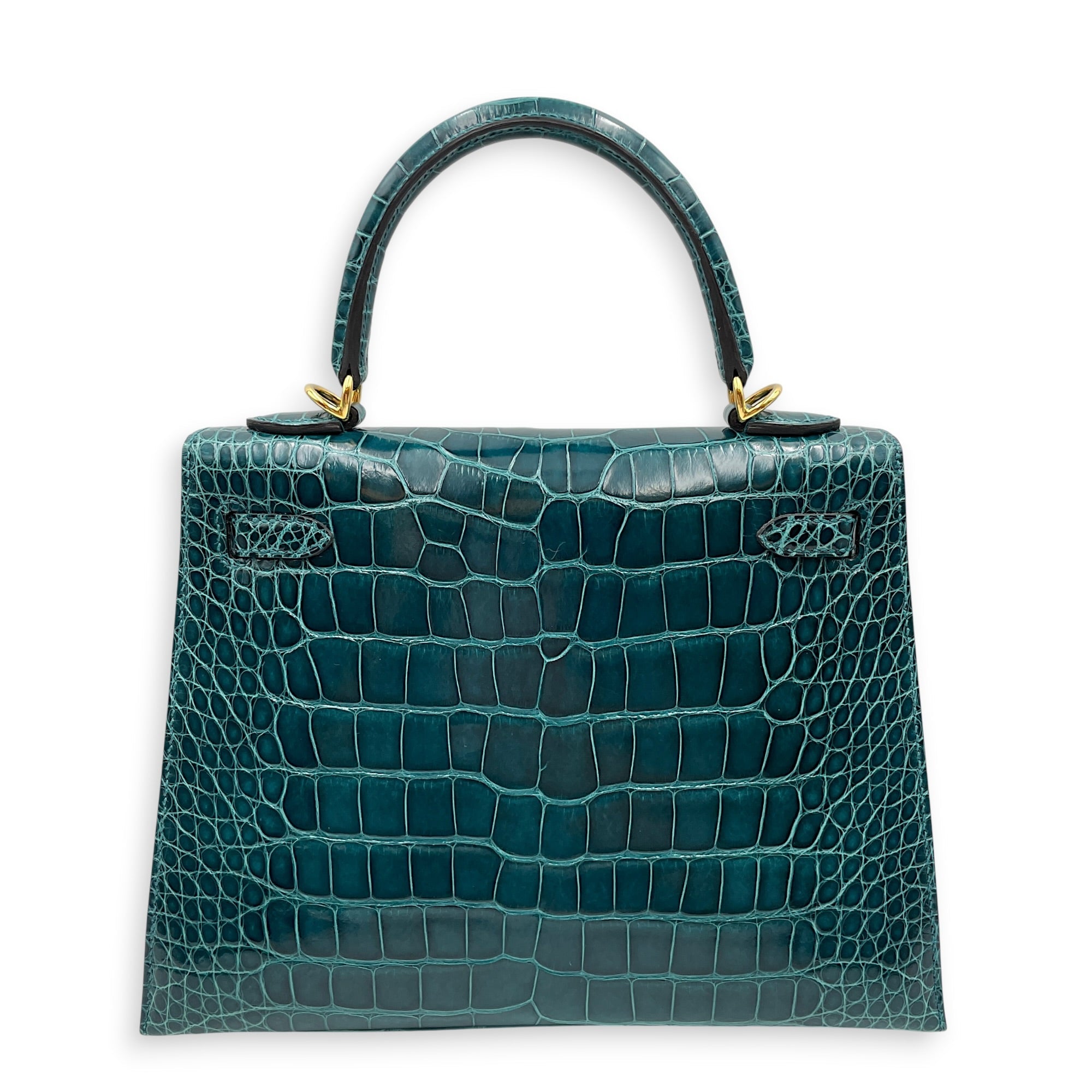 Sellier Kelly 25 Vert Bosphore in Shiny Alligator Gold hardware CL2603-19953 2