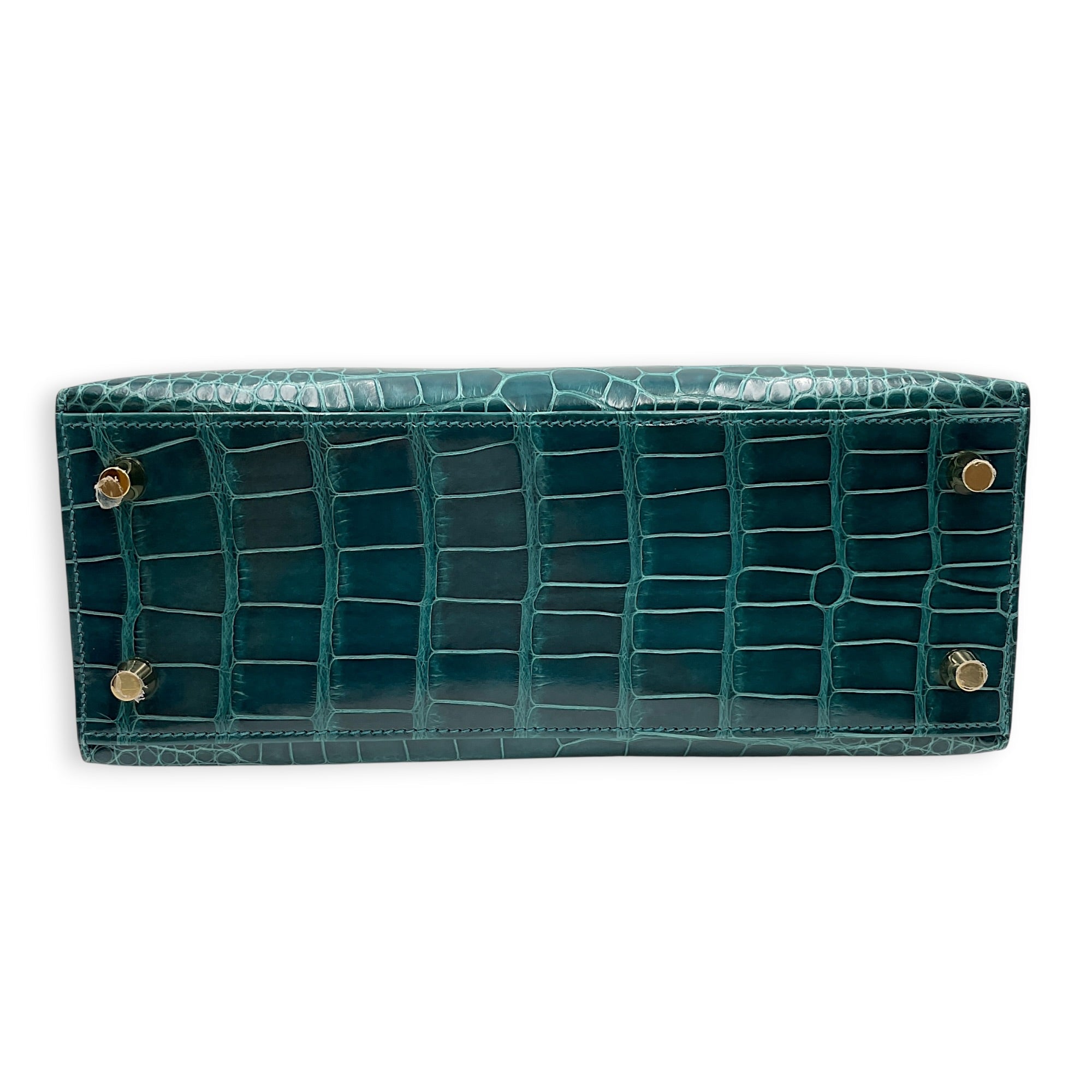 Sellier Kelly 25 Vert Bosphore in Shiny Alligator Gold hardware CL2603-19953 3