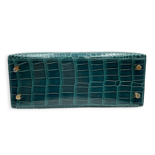 Sellier Kelly 25 Vert Bosphore in Shiny Alligator Gold hardware CL2603-19953 3