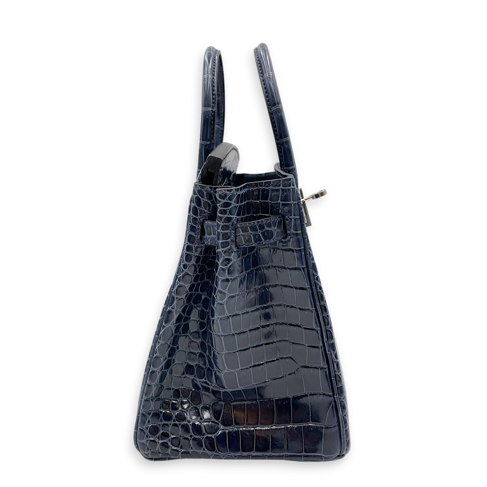Birkin 25 Blue Abysse in Shiny Porosus Palladium hardware CL2603-19954 3