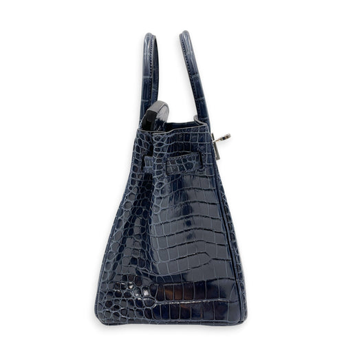 Birkin 25 Blue Abysse in Shiny Porosus Palladium hardware CL2603-19954 3