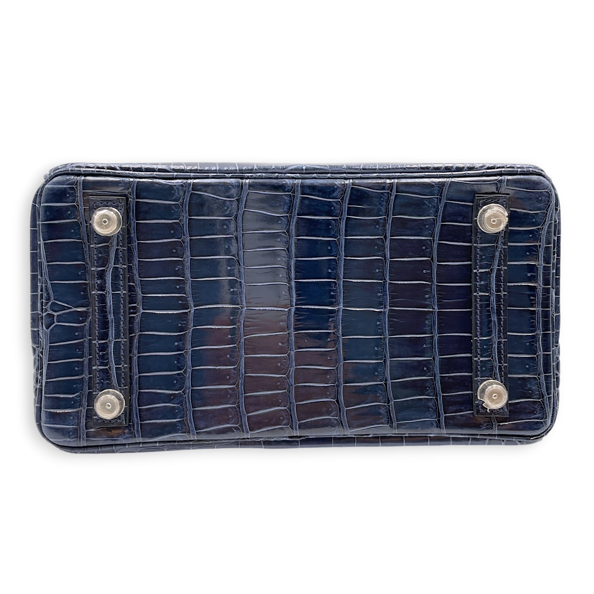 Birkin 25 Blue Abysse in Shiny Porosus Palladium hardware CL2603-19954 7