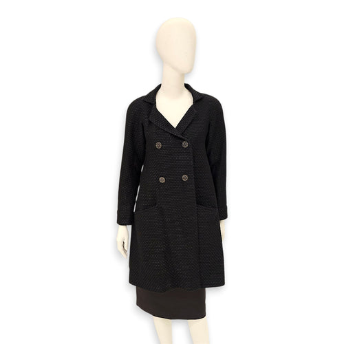 CC Tweed Long Jacket 34 Black Ready-To-Wear in Cotton Ruthenium hardware CL2603-19957 1