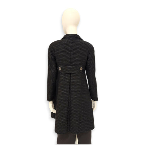 CC Tweed Long Jacket 34 Black Ready-To-Wear in Cotton Ruthenium hardware CL2603-19957 2