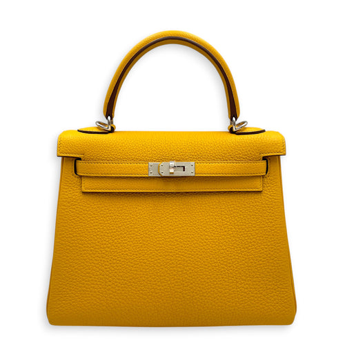 Kelly 25 Jaune Ambre in Togo Palladium hardware