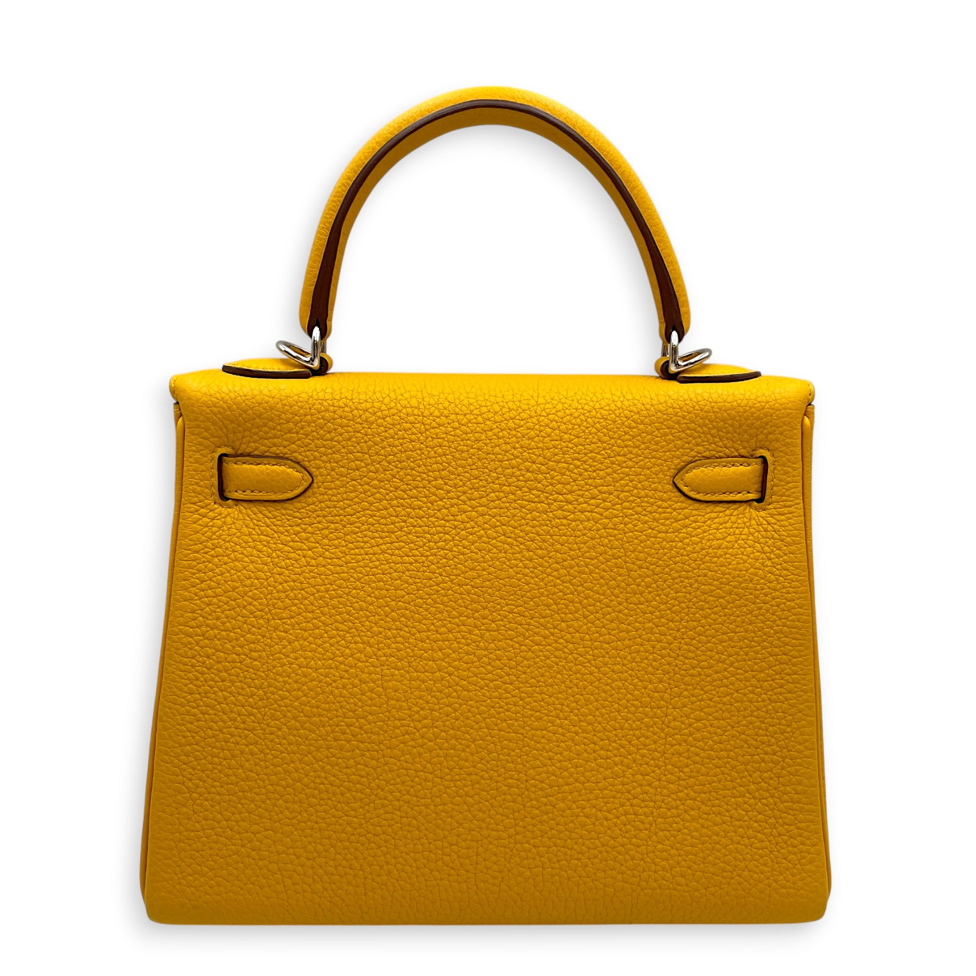 Kelly 25 Jaune Ambre in Togo Palladium hardware