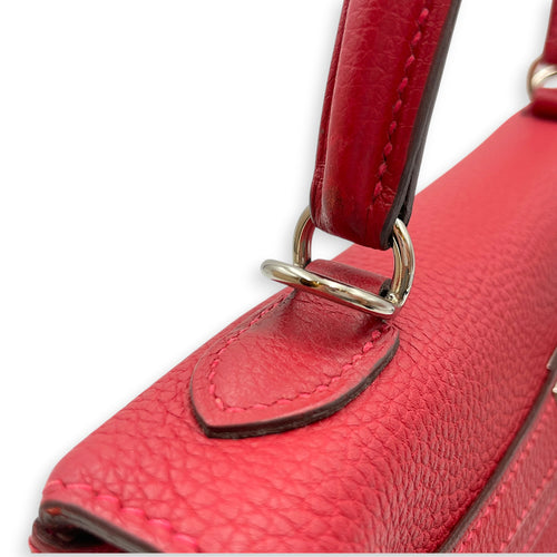 Kelly 25 Rouge Vif in Togo Palladium hardware