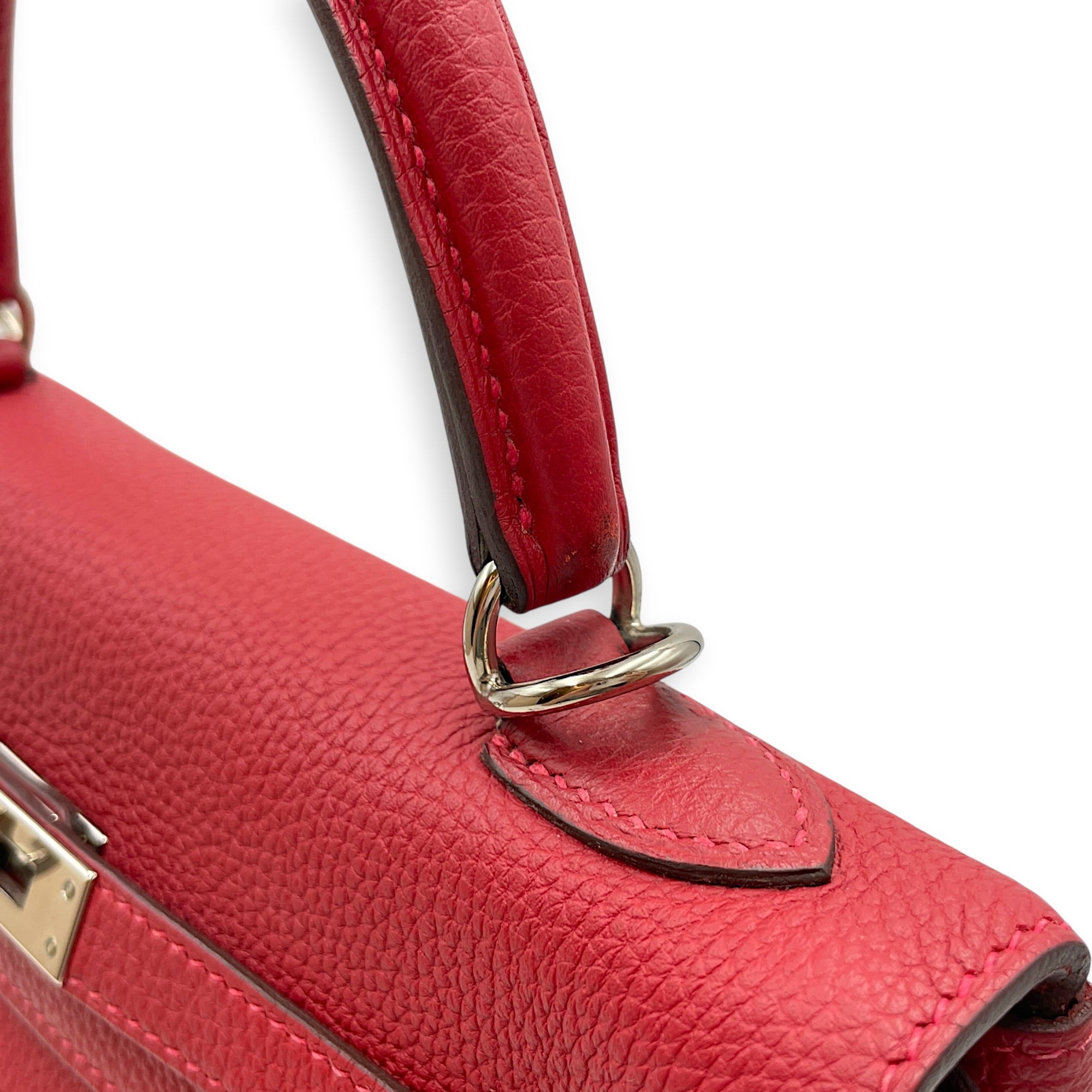 Kelly 25 Rouge Vif in Togo Palladium hardware