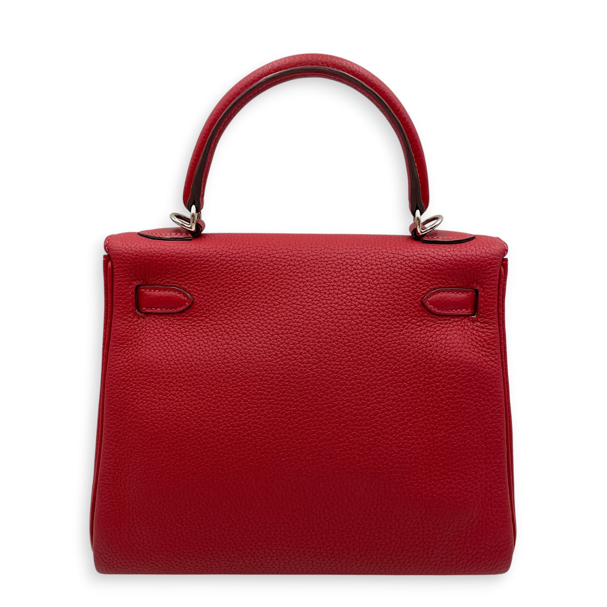 Kelly 25 Rouge Vif in Togo Palladium hardware