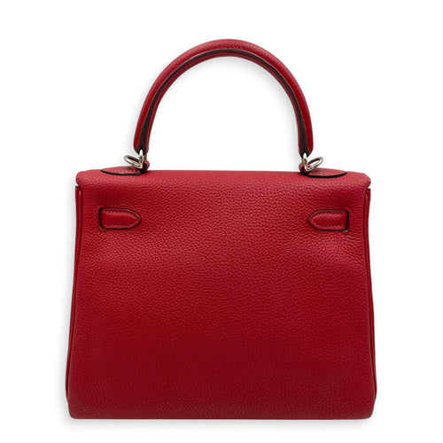 Kelly 25 Rouge Vif in Togo Palladium hardware