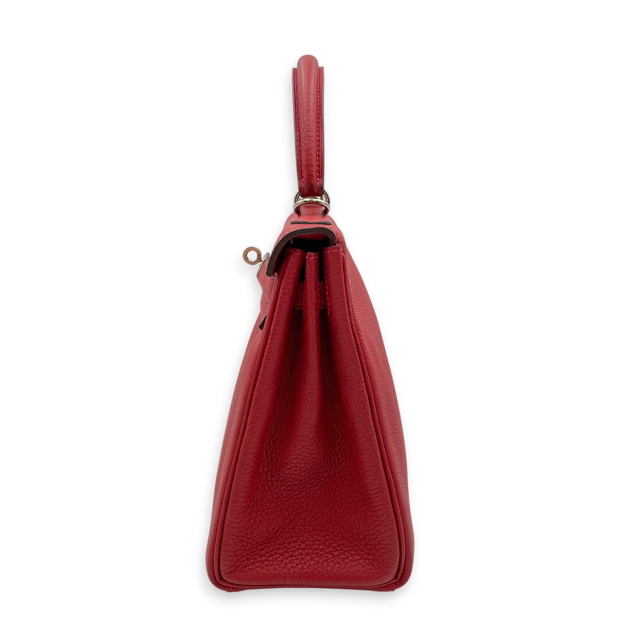Kelly 25 Rouge Vif in Togo Palladium hardware