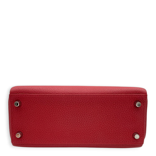 Kelly 25 Rouge Vif in Togo Palladium hardware
