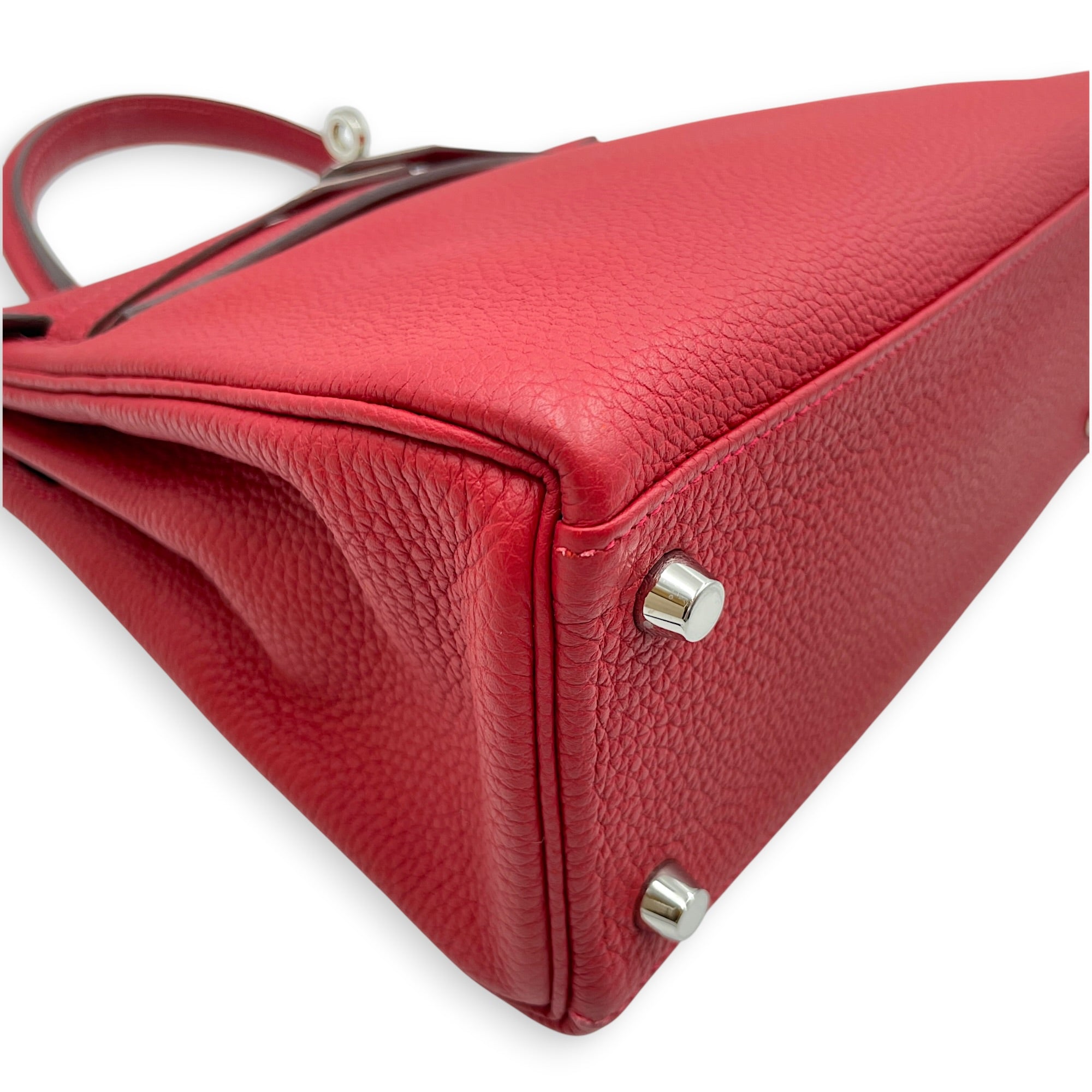 Kelly 25 Rouge Vif in Togo Palladium hardware
