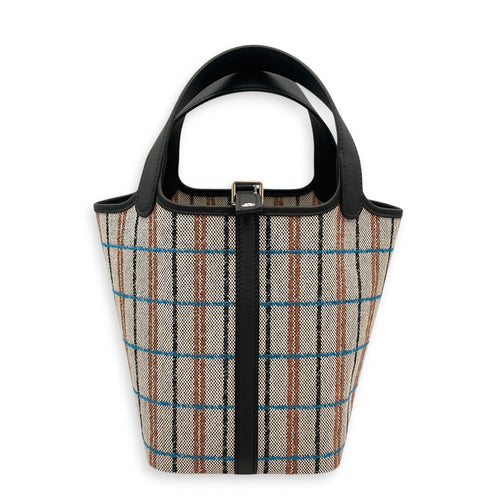 Picotin 18 Noir/Fauve/Blue Zanzibar in Swift/Toile Palladium hardware CL2603-19967 1