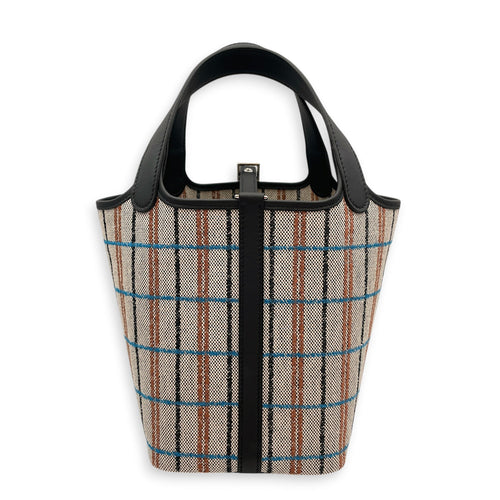 Picotin 18 Noir/Fauve/Blue Zanzibar in Swift/Toile Palladium hardware CL2603-19967 2