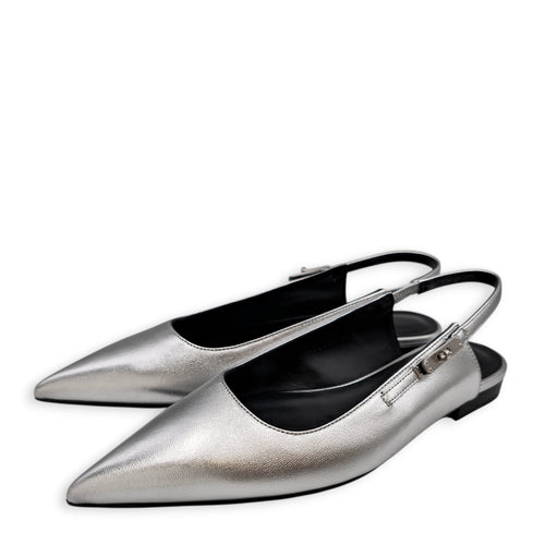 Lovely Slingback 37 Argente Flats in Chevre Leather Palladium hardware CL2603-19971 2