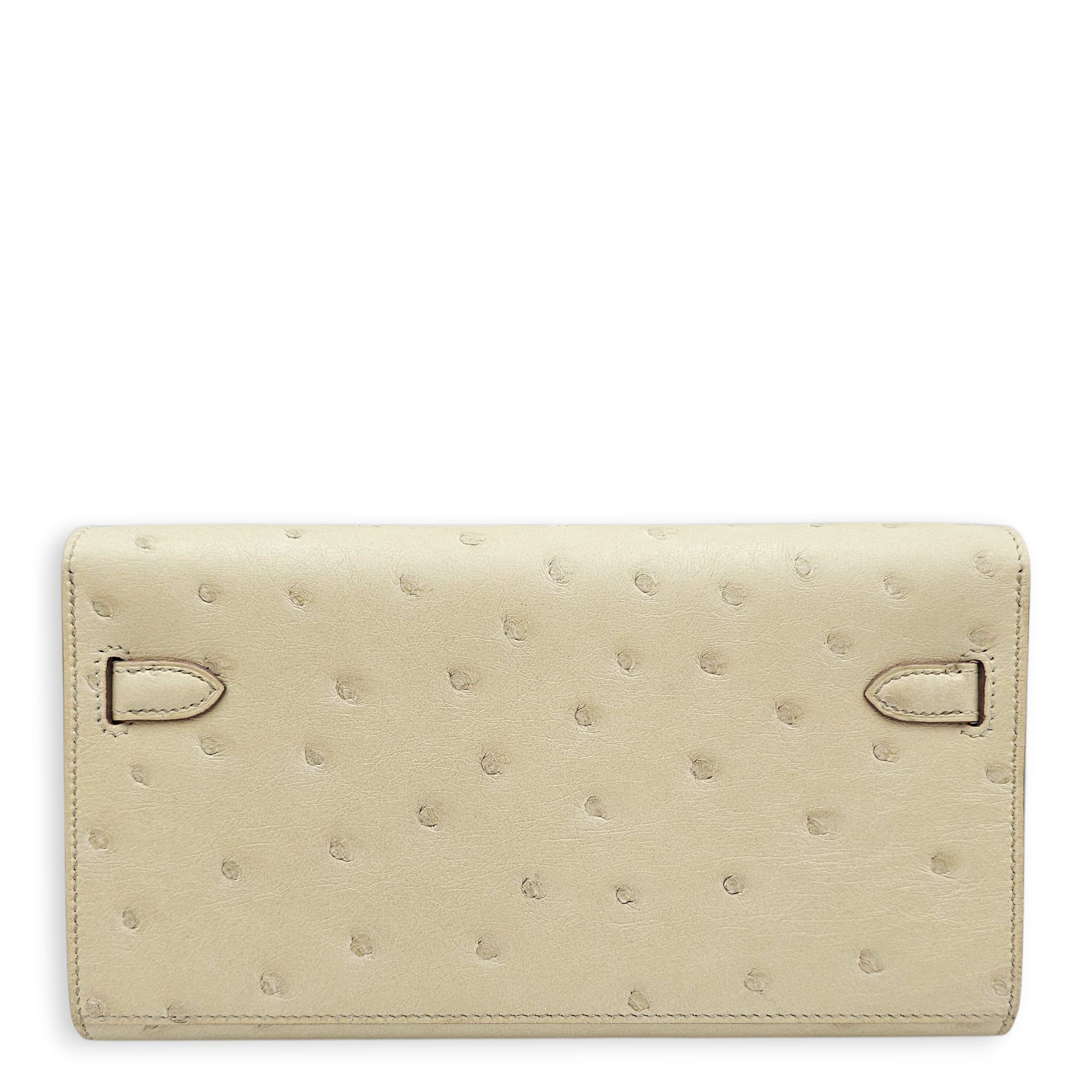 Kelly To Go Beton Wallet in Ostrich Palladium hardware CL2603-19980 2