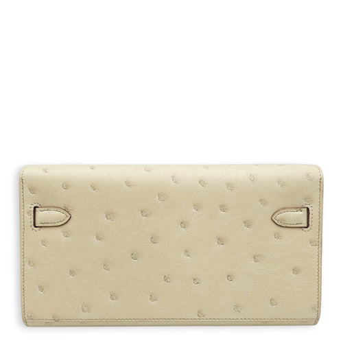Kelly To Go Beton Wallet in Ostrich Palladium hardware CL2603-19980 2