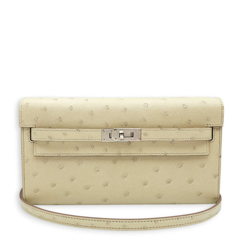 Kelly To Go Beton Wallet in Ostrich Palladium hardware CL2603-19980 7