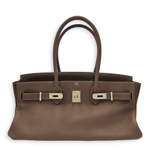 Shoulder Birkin 42 Etoupe in Clemence Palladium hardware CL2603-20002 1