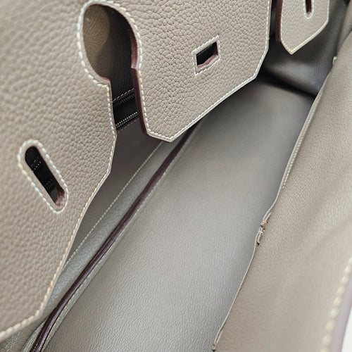 Shoulder Birkin 42 Etoupe in Clemence Palladium hardware CL2603-20002 6