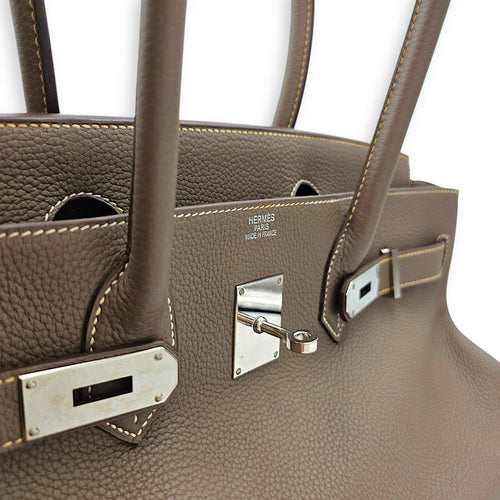 Shoulder Birkin 42 Etoupe in Clemence Palladium hardware CL2603-20002 7