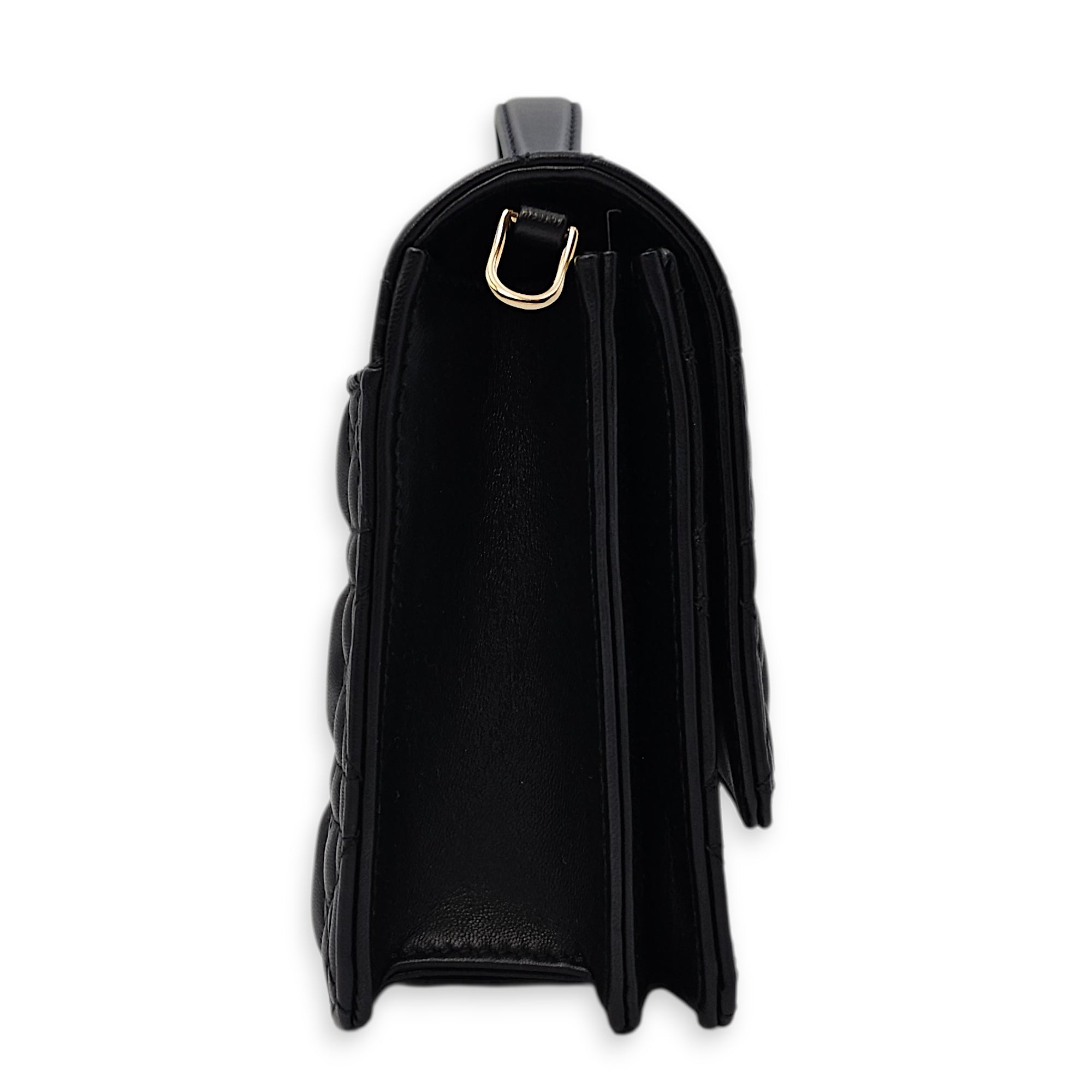 Mini Dior Top Handle Black Shoulder Bag in Lambskin Gold hardware