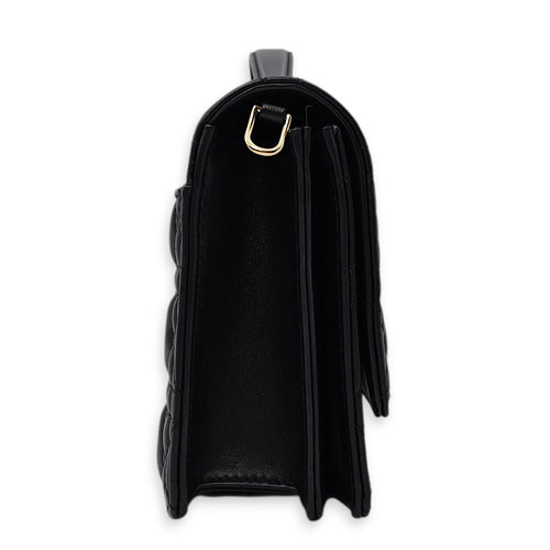 Mini Dior Top Handle Black Shoulder Bag in Lambskin Gold hardware