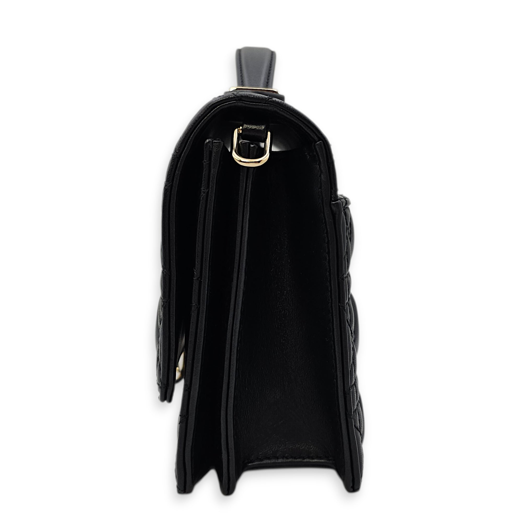 Mini Dior Top Handle Black Shoulder Bag in Lambskin Gold hardware