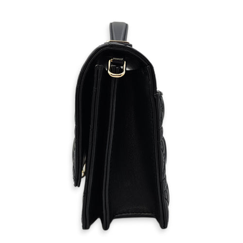 Mini Dior Top Handle Black Shoulder Bag in Lambskin Gold hardware