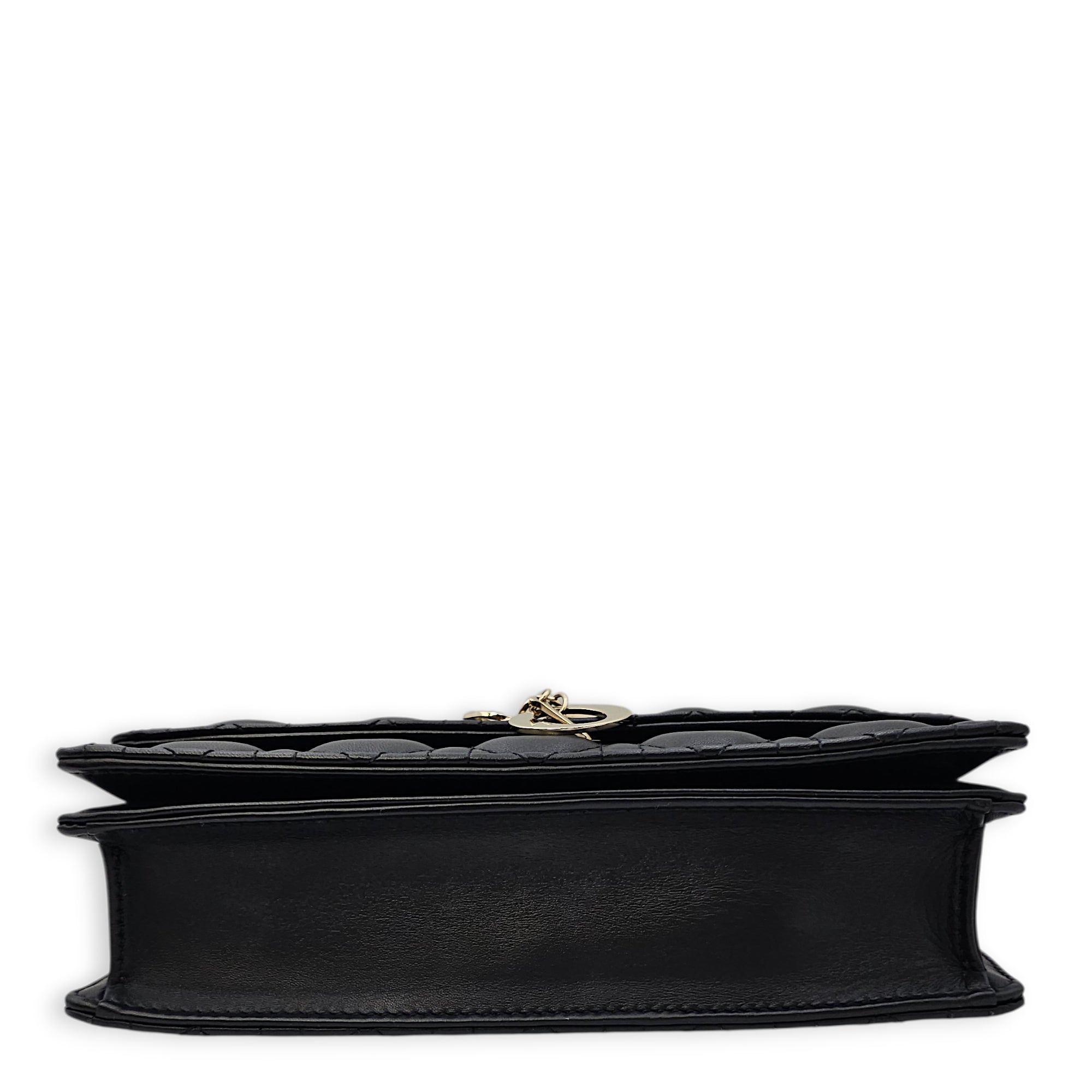 Mini Dior Top Handle Black Shoulder Bag in Lambskin Gold hardware