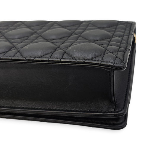 Mini Dior Top Handle Black Shoulder Bag in Lambskin Gold hardware