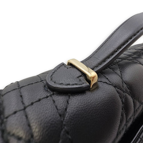 Mini Dior Top Handle Black Shoulder Bag in Lambskin Gold hardware