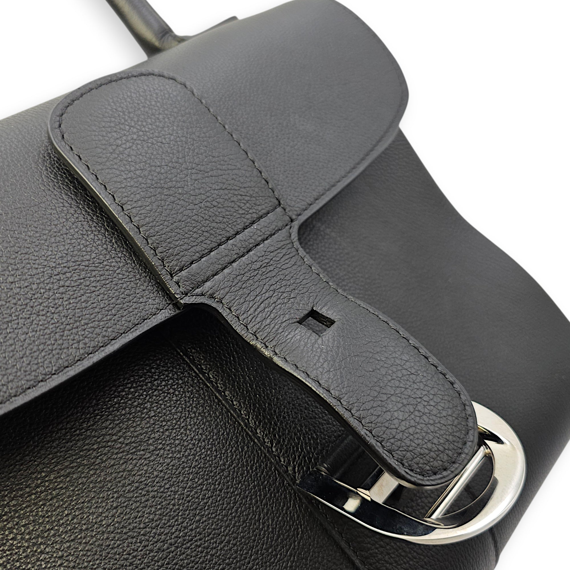 Brilliant MM Sellier Medium Black Top Handle Bag in Calfskin Silver hardware