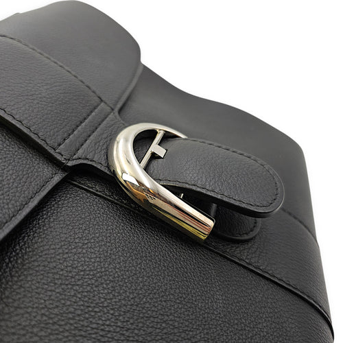 Brilliant MM Sellier Medium Black Top Handle Bag in Calfskin Silver hardware