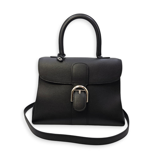 Brilliant MM Sellier Medium Black Top Handle Bag in Calfskin Silver hardware