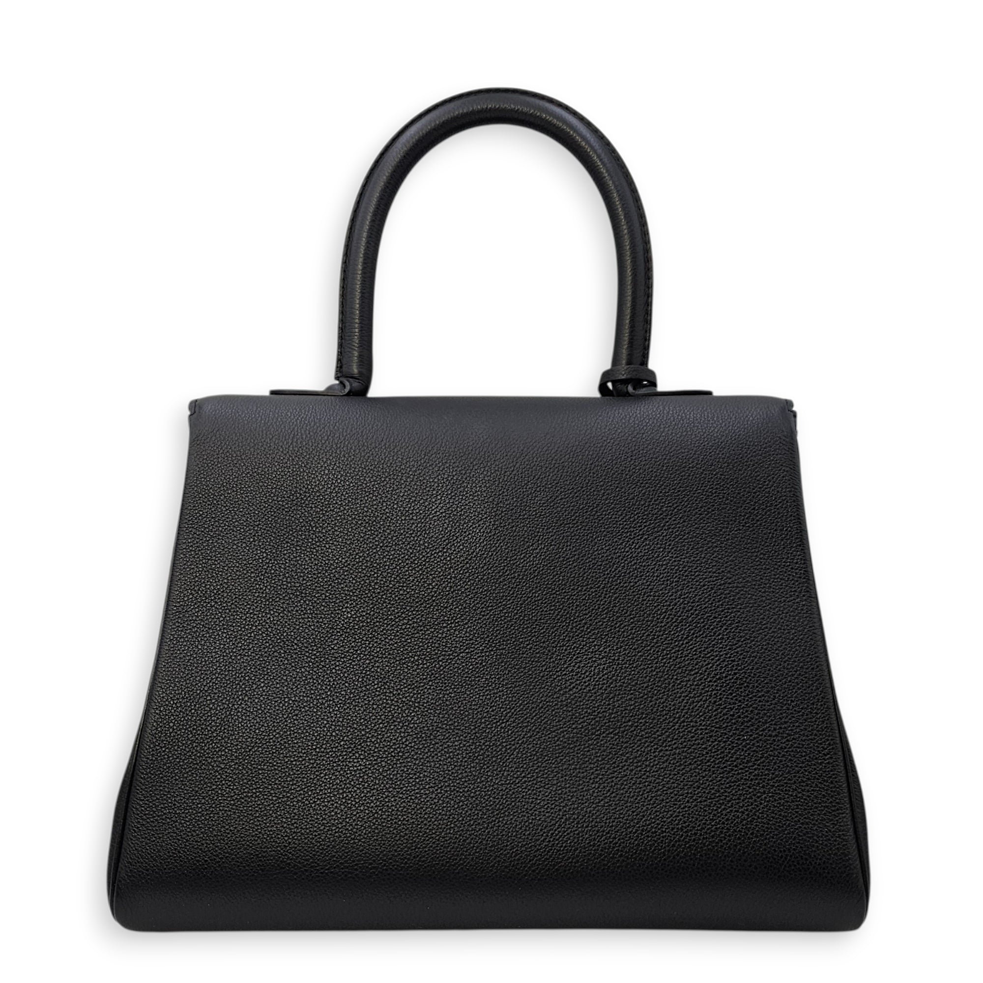 Brilliant MM Sellier Medium Black Top Handle Bag in Calfskin Silver hardware