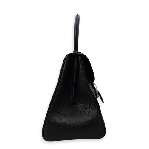Brilliant MM Sellier Medium Black Top Handle Bag in Calfskin Silver hardware