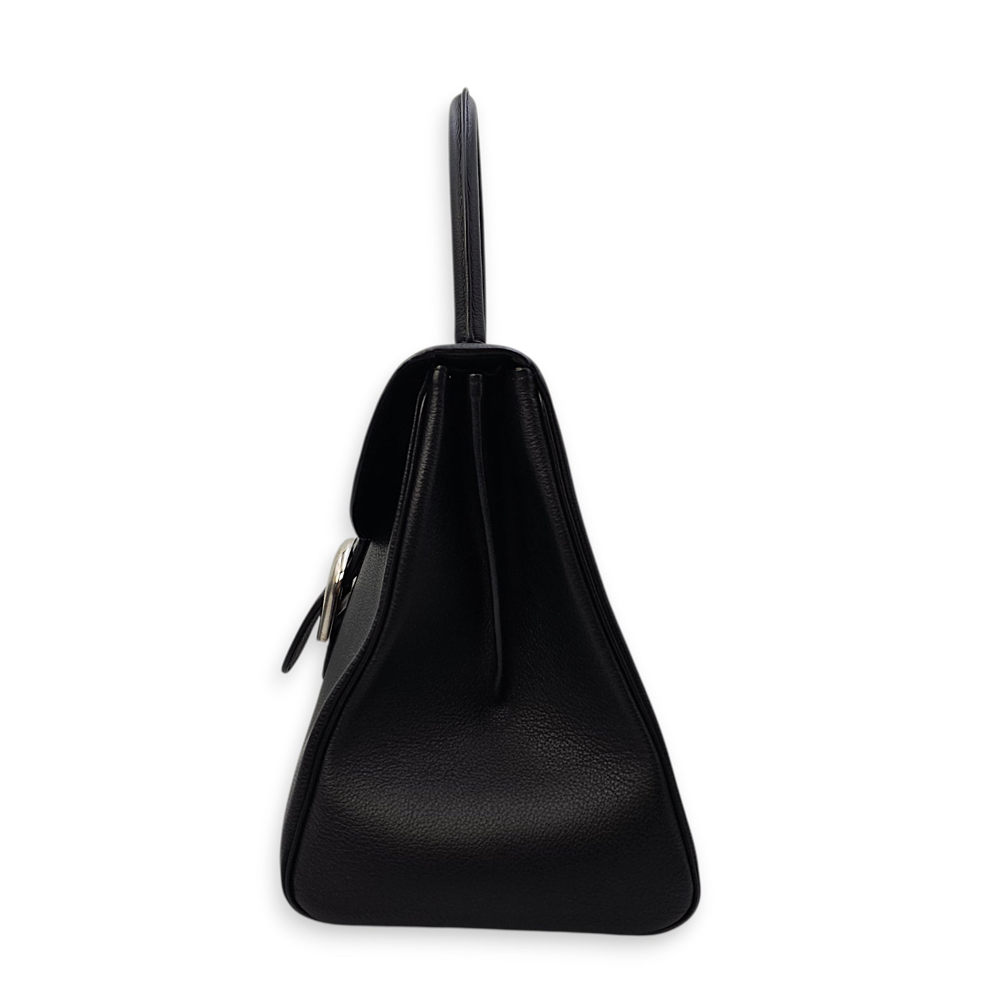 Brilliant Sellier MM Black Top Handle Bag in Calfskin Silver hardware CL2603-20013 4