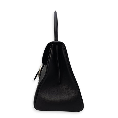 Brilliant Sellier MM Black Top Handle Bag in Calfskin Silver hardware CL2603-20013 4