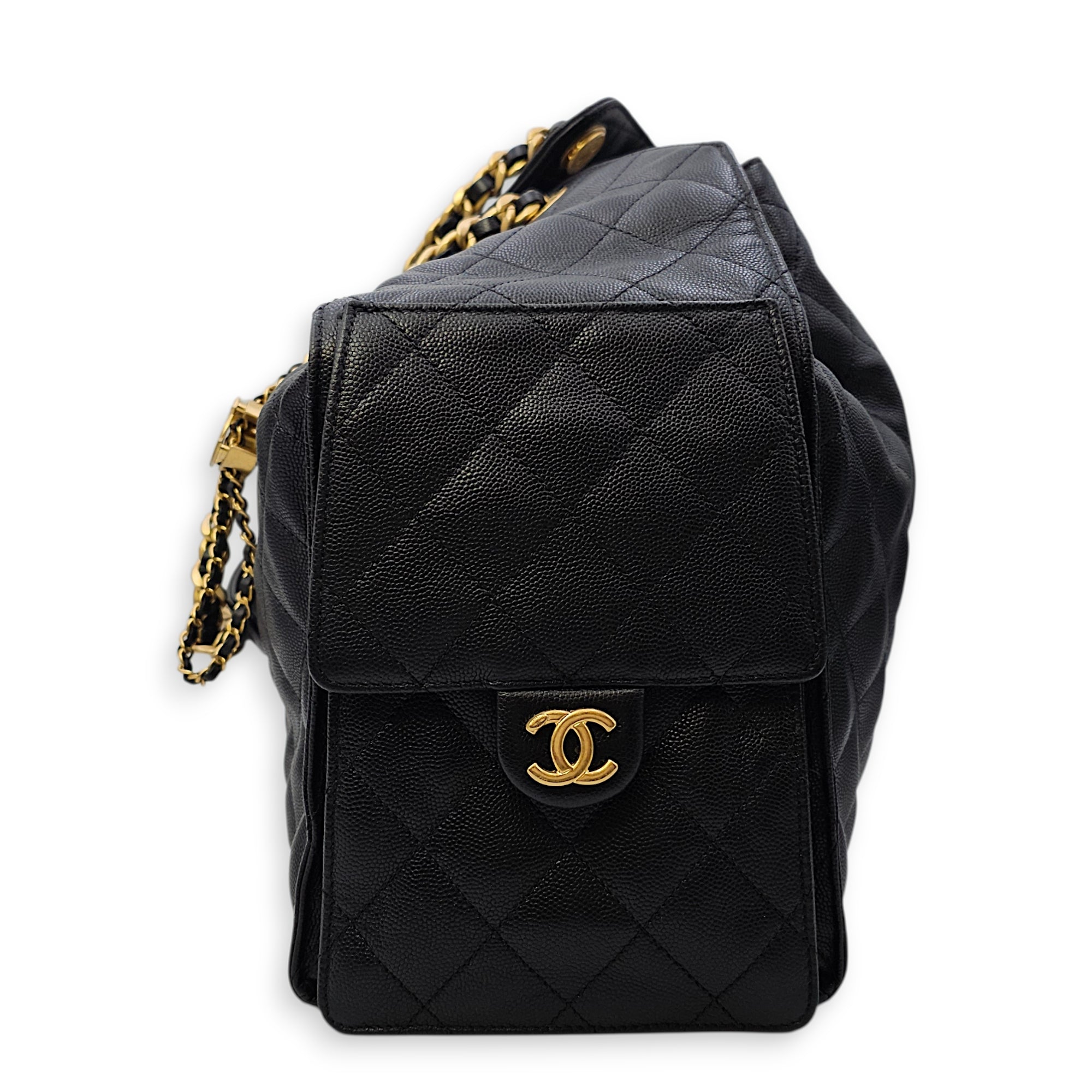 C25 Medium Black Shoulder Bag in Caviar Leather Gold hardware CL2603-20014 4