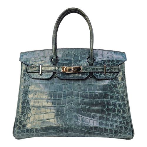 Birkin 30 Blue in Shiny Niloticus Palladium hardware CL2603-20020 1